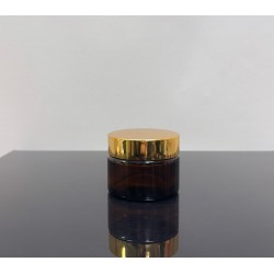 50 ml Amber Cam Krem Kavanozu Parlak Gold Kapaklı Tıpalı