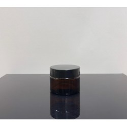 50 ml Amber Cam Krem Kavanozu Siyah Kapaklı Tıpalı