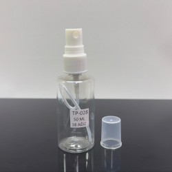 50 ml Boş Şeffaf Plastik Şişe Beyaz Sprey Başlıklı