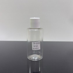 50 ml Boş Şeffaf Plastik Şişe Beyaz Düz Kapaklı