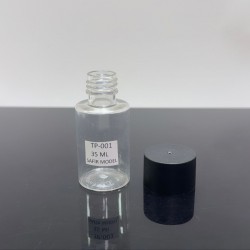 35 ml Safir Model Şeffaf Plastik Şişe Geniş Siyah Kapaklı