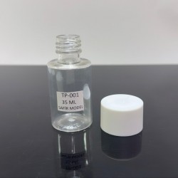 35 ml Safir Model Şeffaf Plastik Şişe Geniş Beyaz Kapaklı